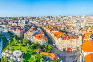 Portugal - Aerial view of praca de Losboa in Porto