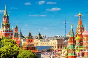 Russia - Red Square, Kremlin & St. Basils Cathedral in Summer